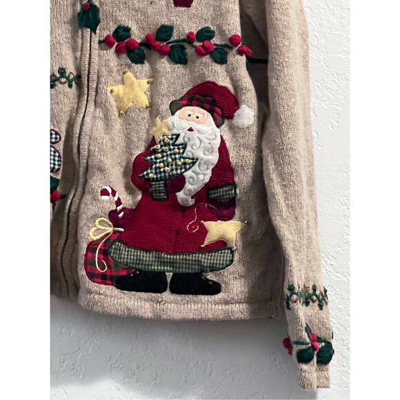Tiara International Christmas Collection S wool blend  Holiday Zippered Sweater - Picture 2 of 7